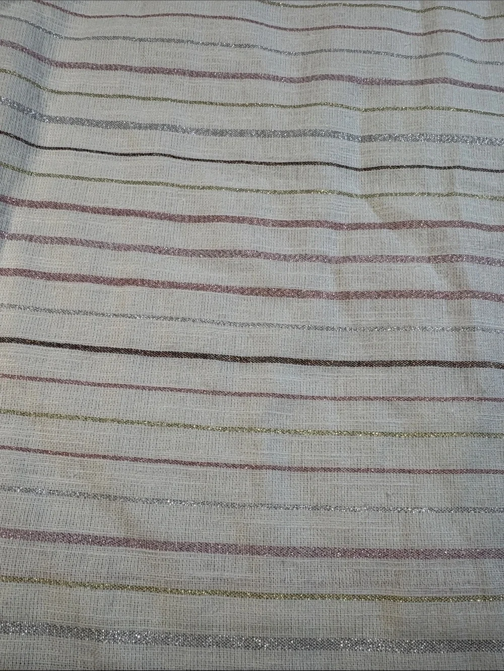LOFT‎ NWT Shimmer Stripe Linen Blend A-Line Mini Skirt Ivory Pink Gold Metallic